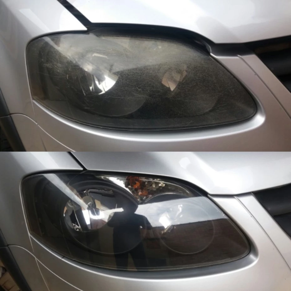 Foto 5: Antes e Depois. Farol Vw CrossFox. — Mais Foco Restauração de Farol Automotivo