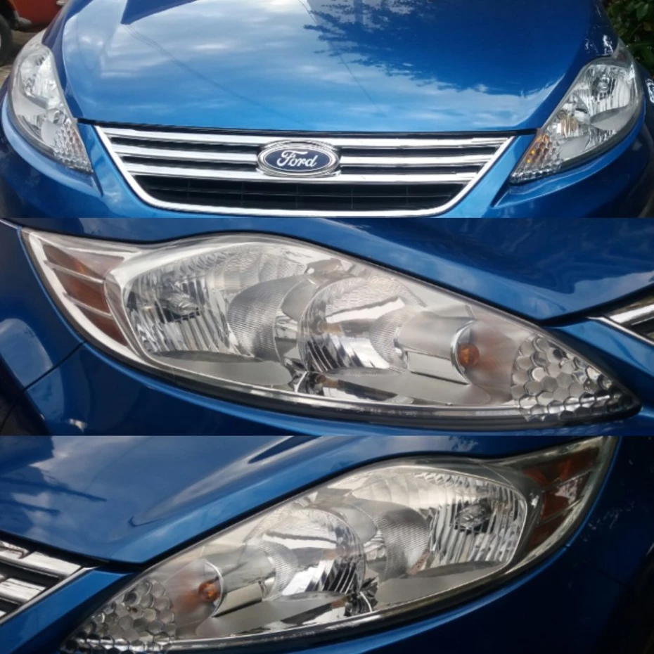 Foto 9: Faróis Restaurados do New Fiesta. — Mais Foco Restauração de Farol Automotivo